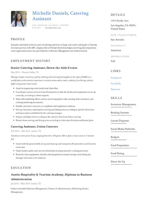 Guide Catering Assistant Resume 12 Samples Pdf And Word 2019