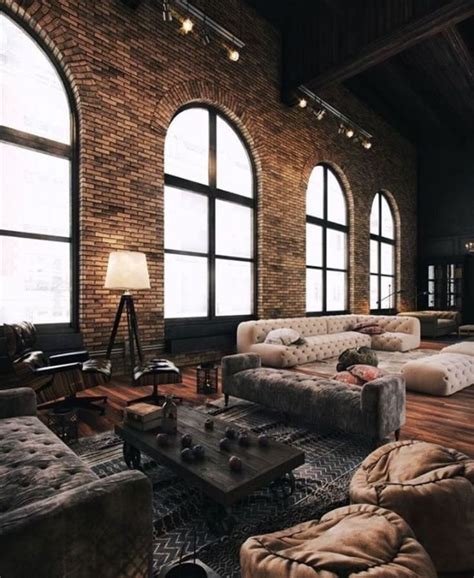 Who knew that an industrial room would look so chic and feminine? Pin by Judy Dickinson on Masculine living room, tartan and ...