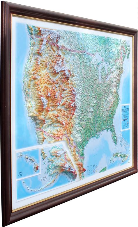 Us Raised Relief Map Large 44″ X 32″ Mapagents