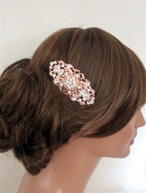 rose gold bridal hair comb rose gold wedding headpiece rose gold hair comb crystal hair comb