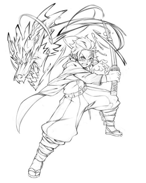 Printable nezuko and tanjiro kamado demon slayer coloring page. Tanjiro sketch wip by KelvinHiu on DeviantArt | Anime ...