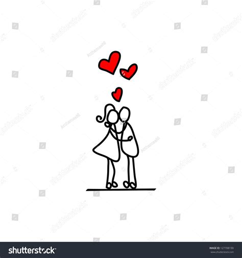 Cartoon Hand-Drawn Love Character Ilustración vectorial en stock