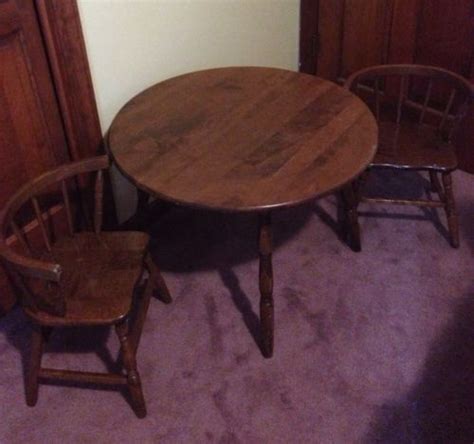 kids childrens vintage  table  chair set solid
