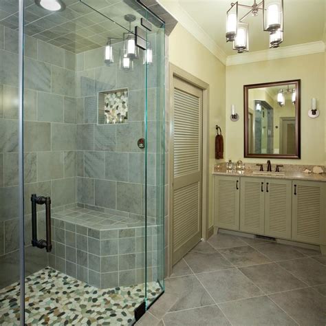 The modern bath and shower combo also offers independence to the elderly. Everything is easily accessible in this transitional ...