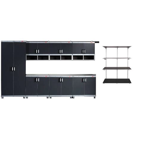 Rubbermaid Fasttrack Garage Laminate 7 Piece Cabinet Set With Shelving