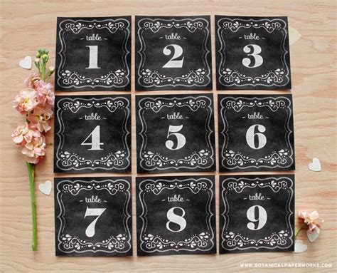 Free Printable Chalkboard Wedding Table Numbers Wedding Table
