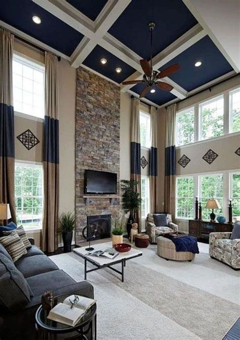 Unusual Ceiling Designs Ideas For Living Rooms34 High Ceiling Living