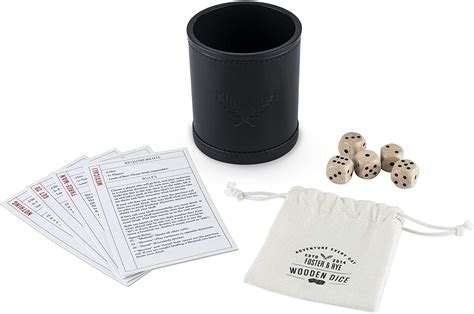 Wood Dice And Faux Leather Dice Cup Drinking Game Set By Foste Foster And Rye