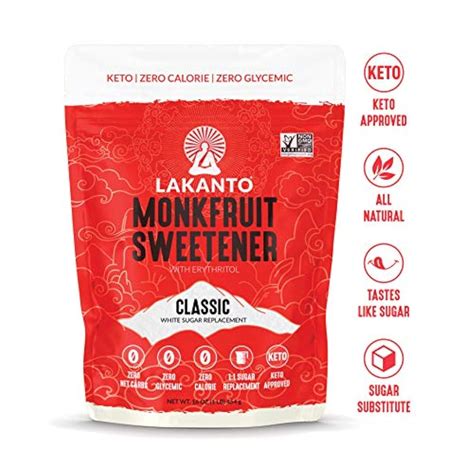 Lakanto Monk Fruit Sweetener All Natural Sugar Substitute White 1lbs