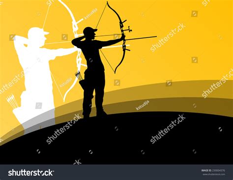 Active Young Archery Sport Men Silhouettes Stock Vector Royalty Free