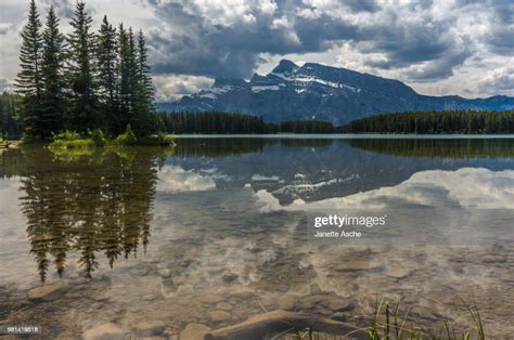 Mount Rundle Reflecting In Two Jacks Lake Minnewanka Loop Banff