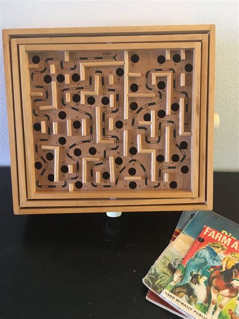 Vintage Labyrinth Maze Game Wooden Labyrinth Maze Game