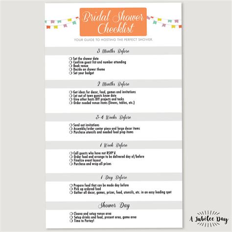 Bridal Shower Checklist A Jubilee Day