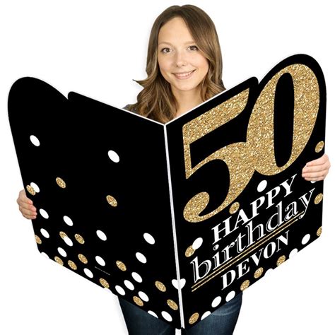 Adult 50th Birthday Gold Happy Birthday Giant Greeting Etsy