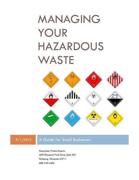 Managing Your Hazardous Waste A Guide For Small Business Safety Guide
