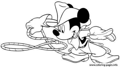 Mickey With A Rope As Cowboy Disney Ecb3 Coloring Pages Printable