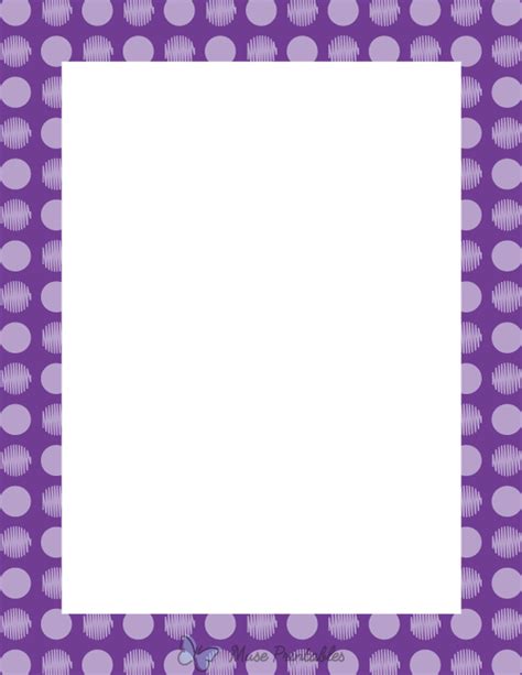 Printable Violet Scribble Polka Dot Page Border