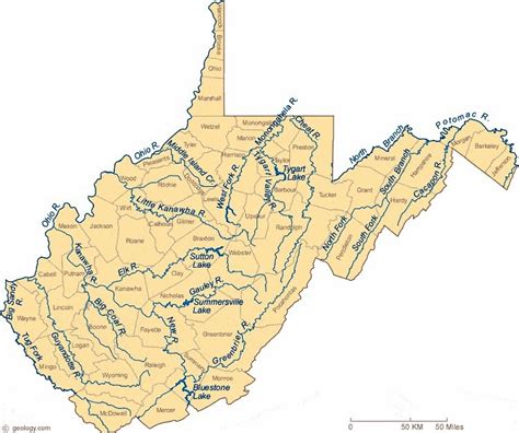 Map Of Rivers In West Virginia Florida Map