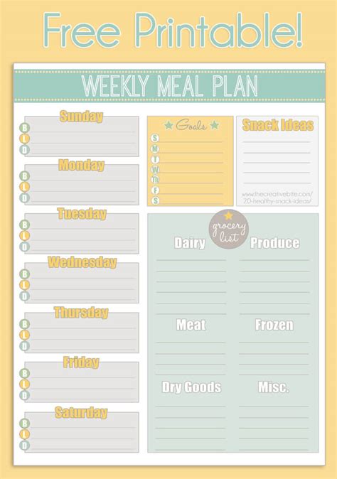 Free Printable Weekly Meal Planner Calendar With Regard To Blank Meal