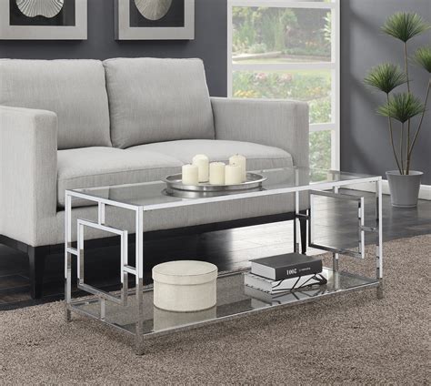 Convenience Concepts Town Square Coffee Table Clear Glass Chrome Frame
