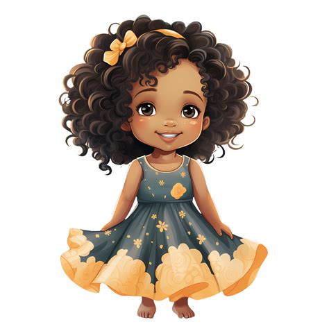 Cute Black Baby Girl Clipart Illustration Ai Generative 27238158 Png