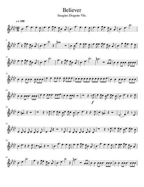Believer Imagine Dragons Violín Sheet Music For Violin Solo