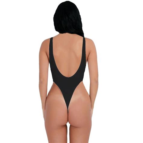 black white sheer high thigh cut extreme thong one piece swimsuit sohot swimwear