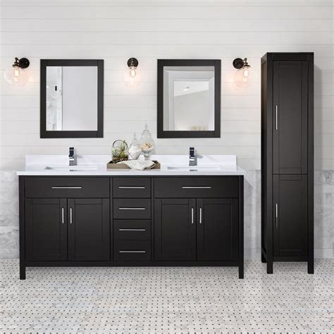 70'' h x 19'' w x 15'' d. COMBO 72" dark brown double-sink vanity set with linen ...