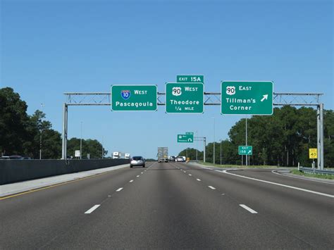 Alabama Interstate 10 Westbound Cross Country Roads