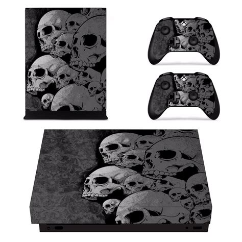 Custom Design Gray Skull Skin Sticker Decal For Microsoft Xbox One X