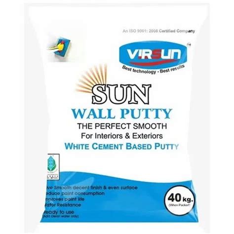 Virsun Sun White Cement Based Wall Putty 40 Kg For Interiors And