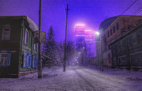 A Night Street In Russian City Looks Like Residence Of Evil Corporation