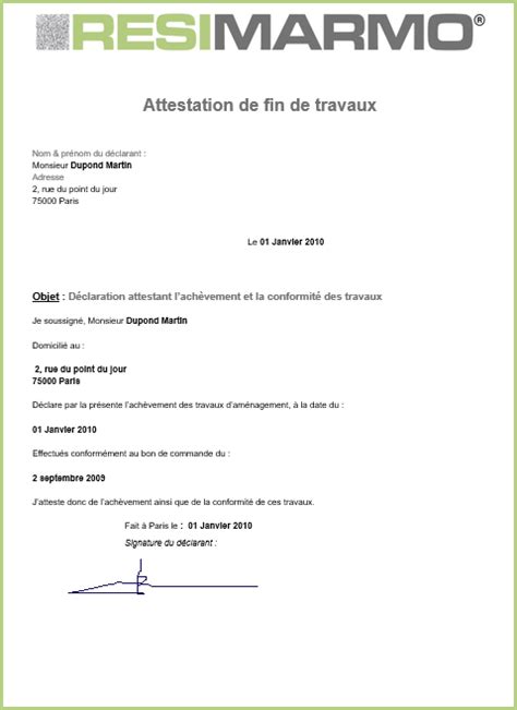 Attestation De Fin De Travaux Resimarmo Be Hot Sex Picture