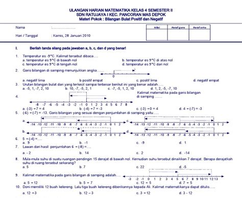 37 Soal Matematika Contoh Soal Garis Bilangan Kelas 6 Sd Gambaran