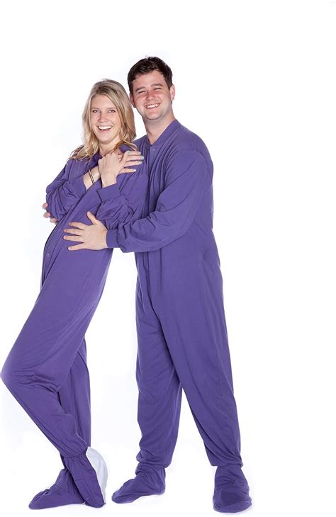 Big Feet Pjs Purple Jersey Knit Adult Footed Pajamas With Onesie Butt