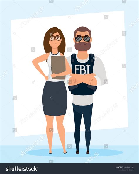 Young Man Fbi Agent Woman Characters Stock Vector Royalty Free 1605146296 Shutterstock