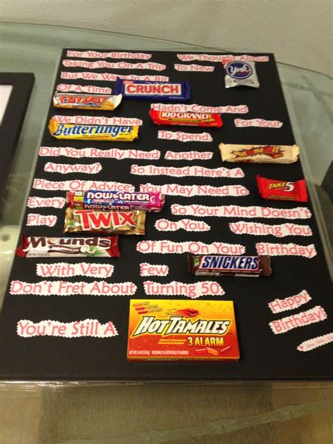 Celebrate this milestone with 50th birthday gifts that get personal. Candy Card made for my Mom's 50th birthday | Birthday gag ...
