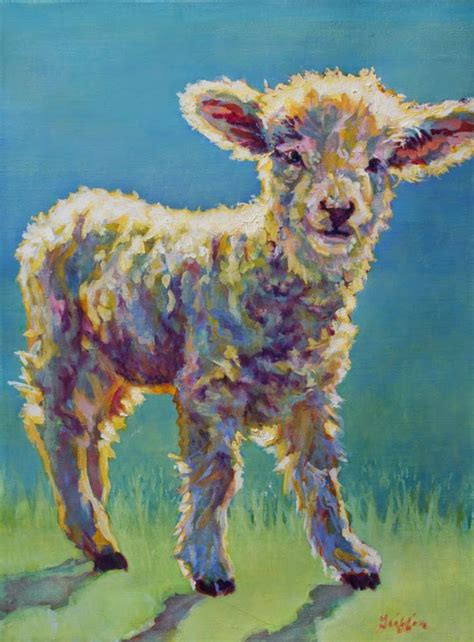 Colorful Contemporary Lamb Art Painting Farm Animal Mia By