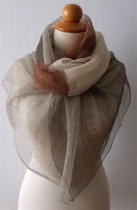 Linen Shawl Knit Scarf Natural Summer Wrap For Women In Cream Light
