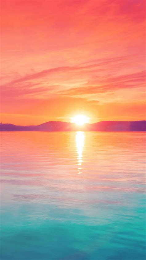 Free Download Sunset Night Lake Water Sky Red Flare Iphone 8 Wallpapers