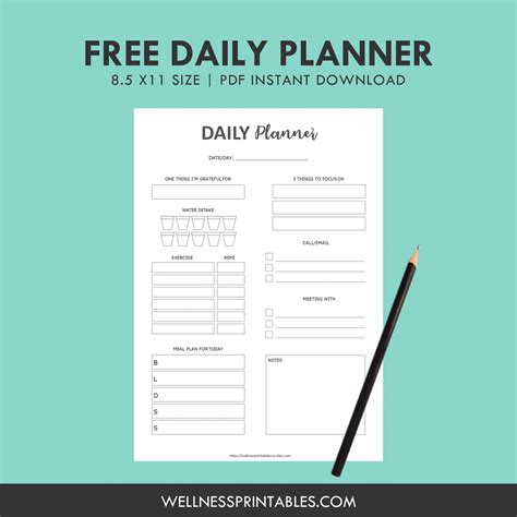 Calendars And Planners Paper Printable Undated Daily Planner Insert Today
