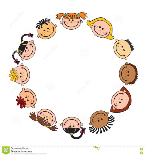 The World Children In A Circle Kids Smile White Background