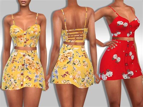 The Sims Resource Two Piece Trendy Pattern Summer Outfits By Saliwa