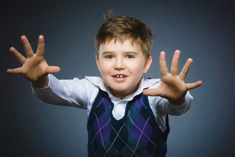 Angry Boy Isolated On Gray Background Closeup Stock Photo Image Of