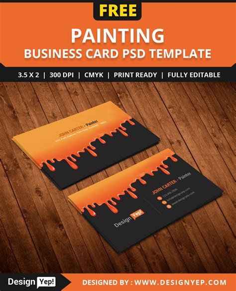 Free Painting Business Card Psd Template Designyep Business Card