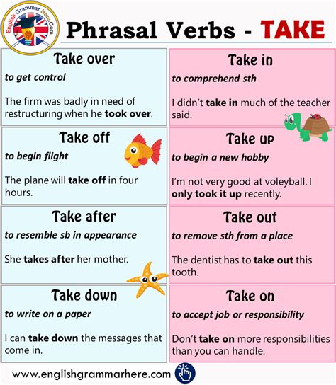 Phrasal Verbs Take Definition And Example Sentences English Study Page