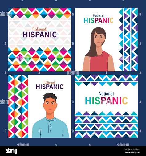 Latin Woman And Man Cartoons Of National Hispanic Heritage Month Vector
