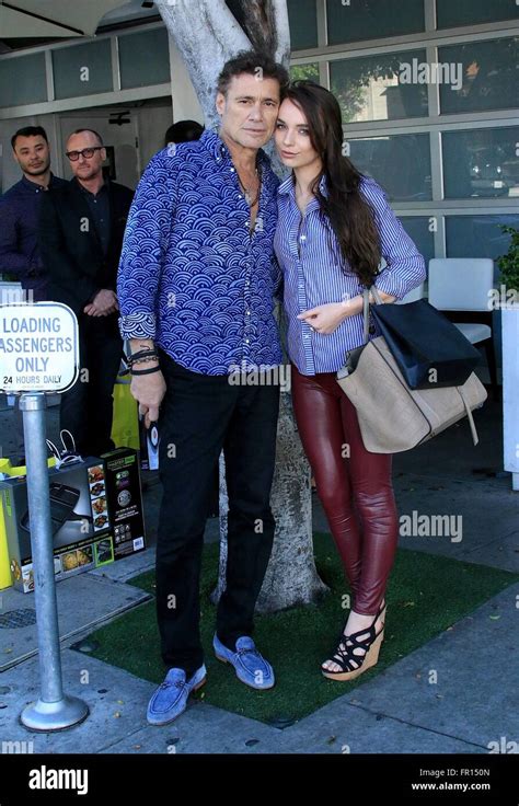 steven bauer and his girlfriend lyda loudon outside fig and olive in west hollywood featuring