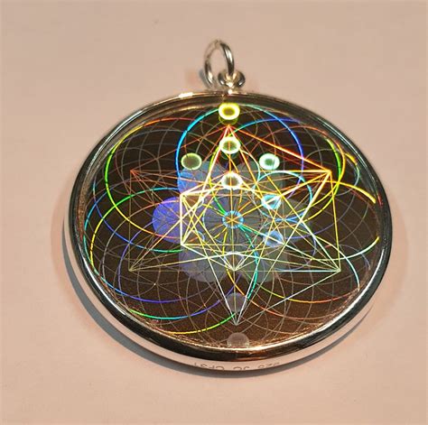 Emf Radiation Protection Pendant With Sacred Geometry Holograms