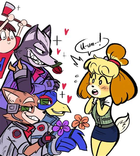 Isabelle Villager Fox Mccloud Falco Lombardi And Wolf Odonnell